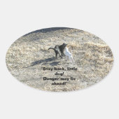 小さな犬のステッカーに戻る 楕円形シール (正面)
