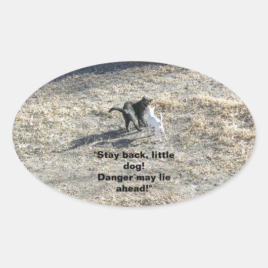 小さな犬のステッカーに戻る 楕円形シール (正面)