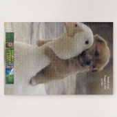 小さな犬のパズル、ガチョウを抱いている。 ジグソーパズル (横)