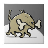 小さな犬、大きな骨 タイル (正面)