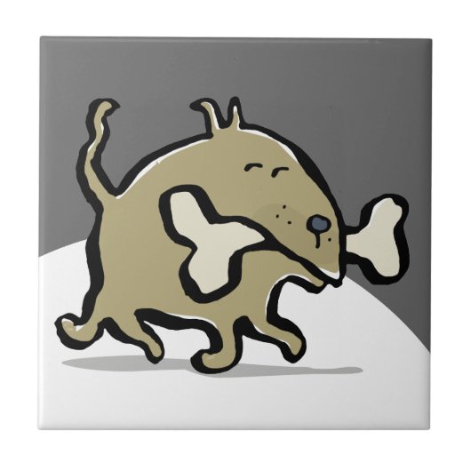 小さな犬、大きな骨 タイル (正面)