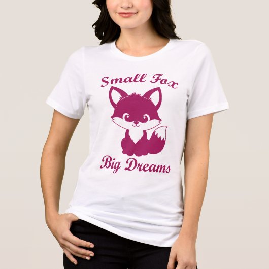 小さな狐、大きな夢 かわいい狐Tシャツ トライブレンドTシャツ (正面)