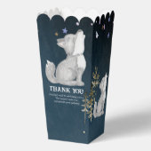 小さな狼をテーマにした赤ちゃんシャワーはポップコーンを好む フェイバーボックス (裏面)