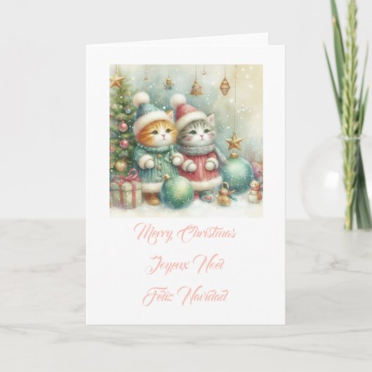 小さな猫たち、メリークリスマス 招待状 (正面)
