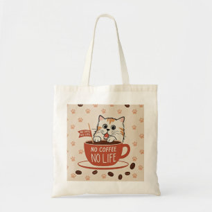 小さな猫の前足のプリントとコーヒー豆ポスター トートバッグ