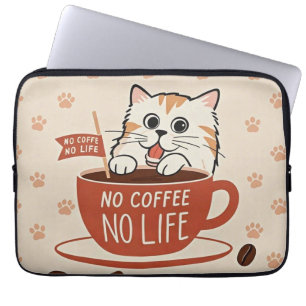 小さな猫の前足のプリントとコーヒー豆ポスター ラップトップスリーブ