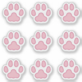 小さな猫の足がピンクの動物の足跡をステッカー シール