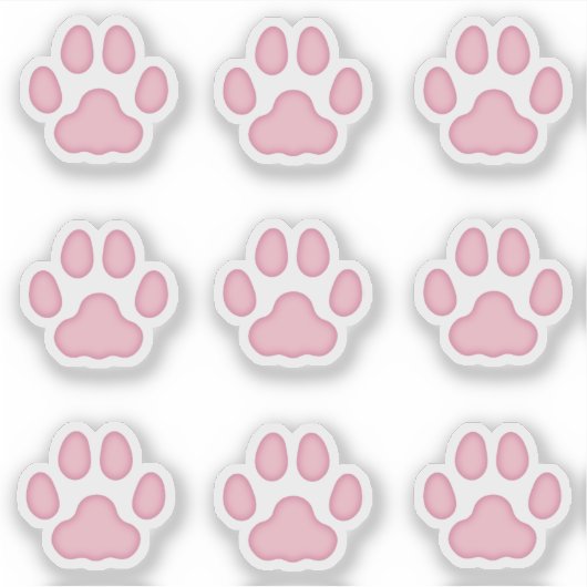 小さな猫の足がピンクの動物の足跡をステッカー シール (正面)
