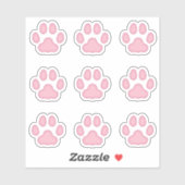 小さな猫の足がピンクの動物の足跡をステッカー シール (シート)