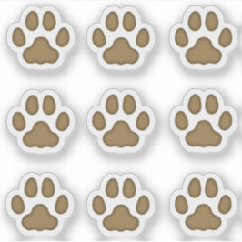 小さな猫の足が茶色の動物の足跡をステッカー シール