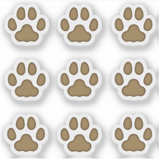 小さな猫の足が茶色の動物の足跡をステッカー シール (正面)