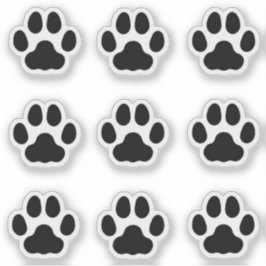 小さな猫の足が黒い動物の足跡をステッカー シール