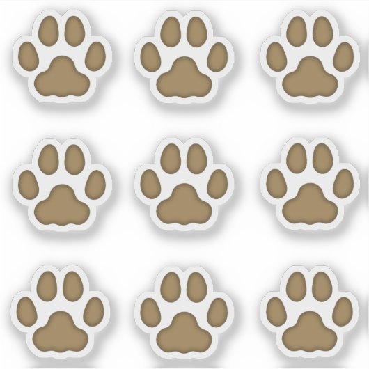 小さな猫の足は茶色の動物の足跡ステッカー シール (正面)