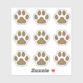 小さな猫の足は茶色の動物の足跡ステッカー シール (シート)