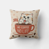 小さな猫の足跡とコーヒー豆のポスター クッション (裏面)