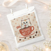 小さな猫の足跡とコーヒー豆のポスター フェイバーバッグ (クリップ留めされた状態)
