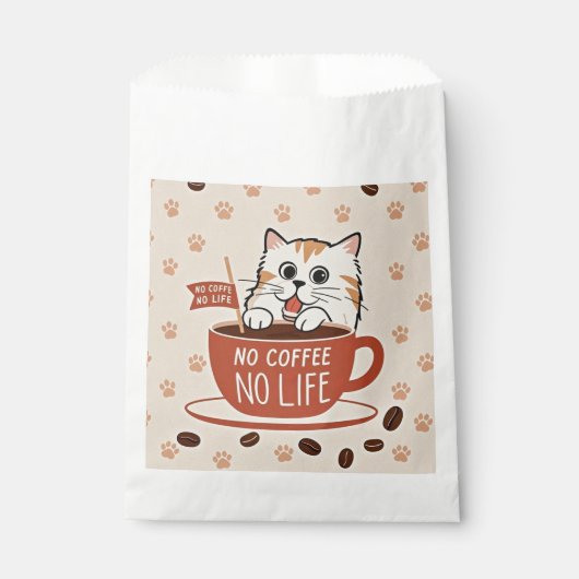 小さな猫の足跡とコーヒー豆のポスター フェイバーバッグ (正面)