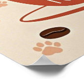 小さな猫の足跡とコーヒー豆のポスター ポスター (角)