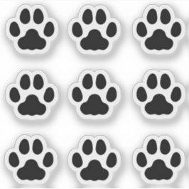 小さな猫足が黒い動物の足跡をステッカー シール