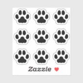 小さな猫足が黒い動物の足跡をステッカー シール (シート)