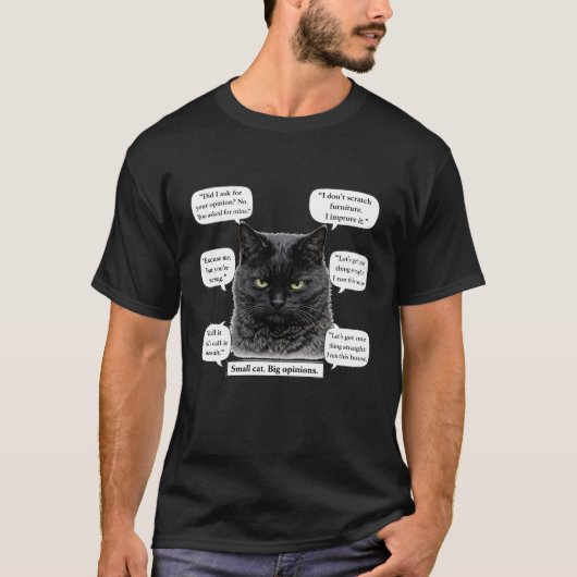 小さな猫、大きな意見スピーチバブル Tシャツ (正面)