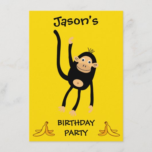 小さな猿の誕生日パーティー エンクロージャーカード (正面)