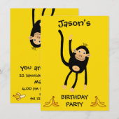 小さな猿の誕生日パーティー エンクロージャーカード (正面/裏面)