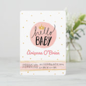 小さな王冠の黄金の斑点の赤王室のちゃんシャワー 招待状 (スタンド正面)