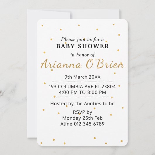 小さな王冠の黄金の斑点の赤王室のちゃんシャワー 招待状 (裏面)