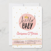 小さな王冠の黄金の斑点の赤王室のちゃんシャワー 招待状 (正面)