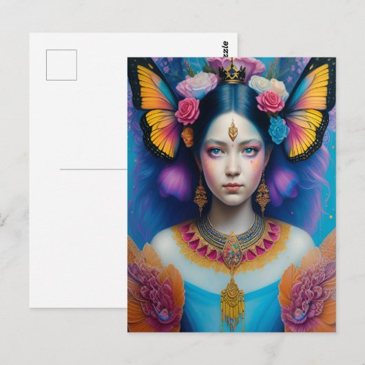 小さな王冠を持つ蝶の王女 ポストカード (正面/裏面)
