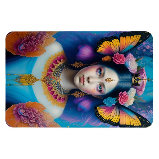 小さな王冠を持つ蝶の王女 マグネット (横)