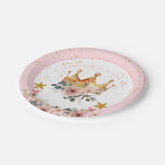 小さな王女が王冠を戴いている ペーパープレート (アングル)