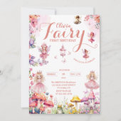 小さな王女の妖精の最初のおとぎ話の誕生日 招待状 (正面)