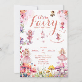 小さな王女の妖精の最初のおとぎ話の誕生日 招待状