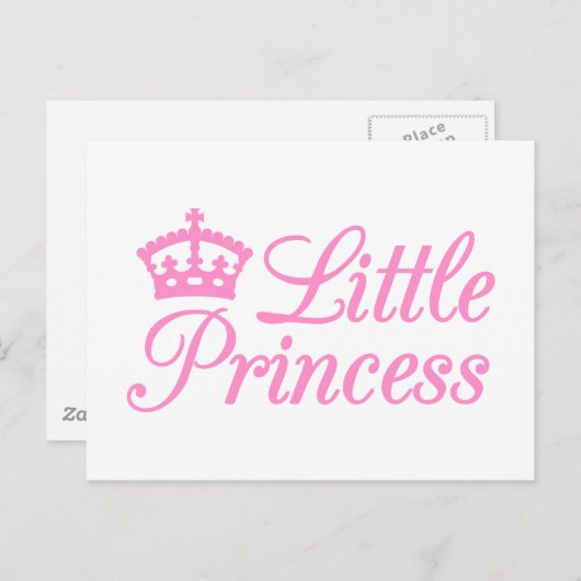 小さな王女、ベビーのためのピンクの王冠とデザイン ポストカード (正面/裏面)