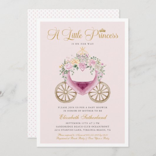 小さな王子が彼女の方法で女の子の赤ちゃんシャワー 招待状 (正面/裏面)