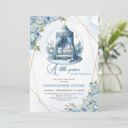 小さな王子が男の子の赤ん坊シャワーの途中にある 招待状 (スタンド正面)