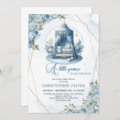 小さな王子が男の子の赤ん坊シャワーの途中にある 招待状 (正面/裏面)