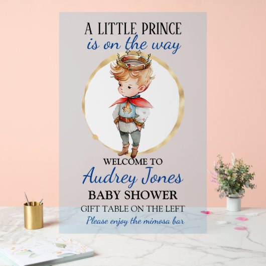 小さな王子が赤ちゃんをシャワーで浴びようとしている アクリルサイン (ウェディング)