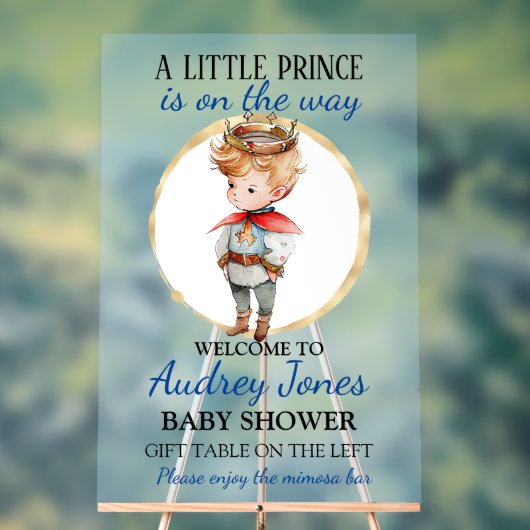 小さな王子が赤ちゃんをシャワーで浴びようとしている アクリルサイン (ニュートラル)