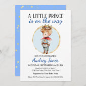 小さな王子が赤ちゃんをシャワーで浴びようとしている 招待状 (正面/裏面)