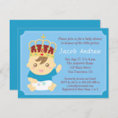 小さな王子と王冠の赤ちゃんシャワー 招待状 (正面/裏面)