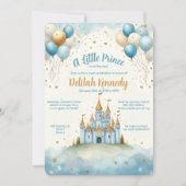 小さな王子の城と気球の赤ちゃんシャワー 招待状 (正面)