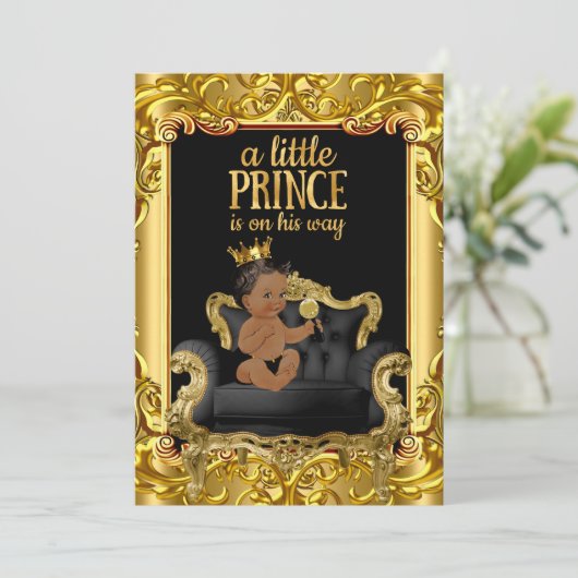 小さな王子の玉座の赤ちゃんシャワー民族 招待状 (スタンド正面)