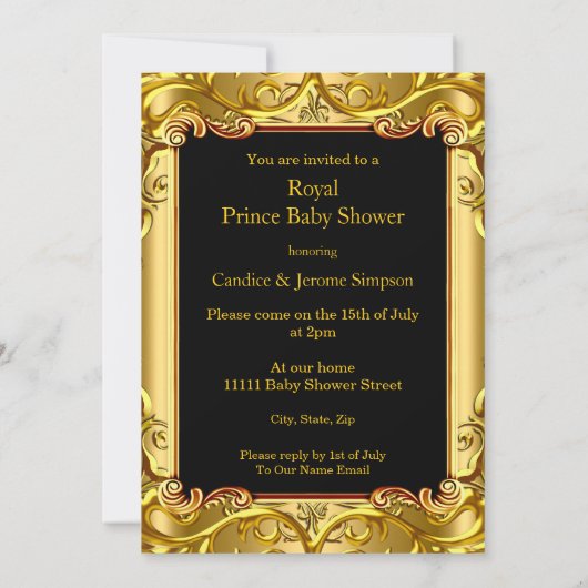 小さな王子の玉座の赤ちゃんシャワー民族 招待状 (裏面)