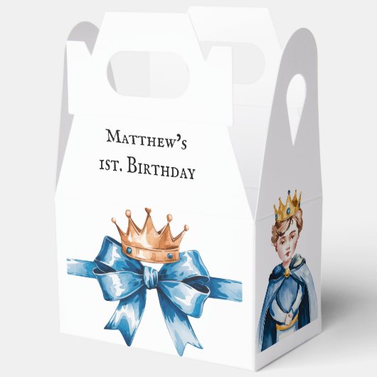 小さな王子の男の子の最初の誕生日パーティー フェイバーボックス (見開き)