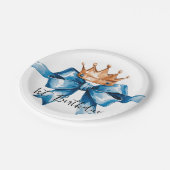 小さな王子の男の子の最初の誕生日パーティー ペーパープレート (アングル)