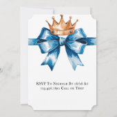 小さな王子の男の子の最初の誕生日パーティー 招待状 (裏面)