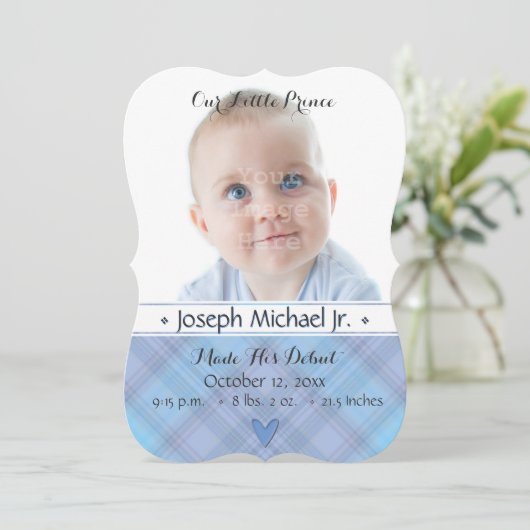 小さな王子の男の赤ちゃん誕生のお知らせ 案内状 (スタンド正面)